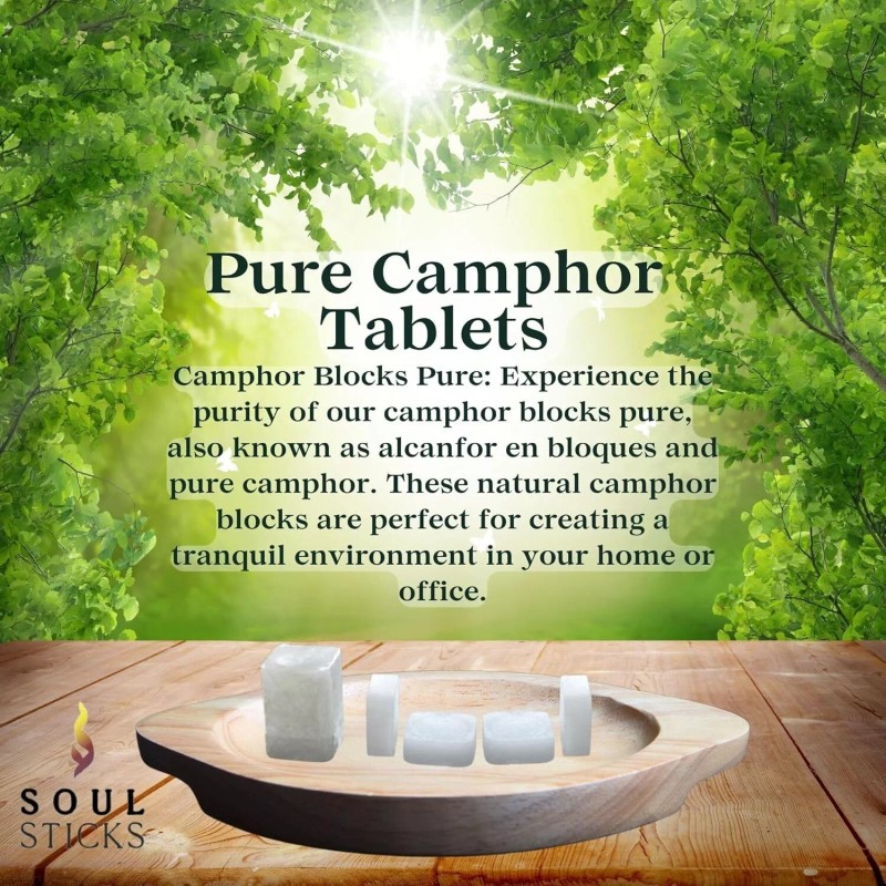SOUL STICKS Natural Camphor Blocks Pure Camphor Tablets for Aromatherapy