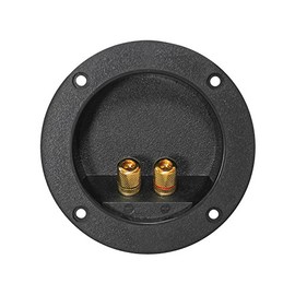 Black Round Speaker Terminal with Gold Screw Terminals
