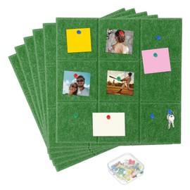 uxcell 12" x 12" Felt Wall Tile, 6 Pack Felt Wall Tiles Bulletin Board with 20 Push Pins Safe Removable Adhesive Tabs Cork Boards for Walls Home Office Photos, Sapphire Green