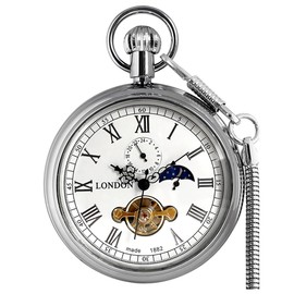 VIGOROSO Men's Vintage Full Copper Hand-Wind Mechanical Pocket Watch for Men Tourbillon Watches for Dad