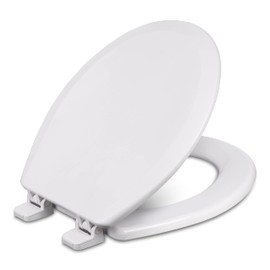 Centoco Wooden Toilet Seat Round, Closed Front with Cover, Residential, Made in the USA, 700-301, Crane White (Cotton/Bright)