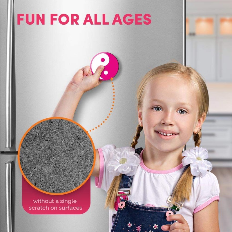 Round MDF Magnets - Pink Yin Yang Yoga Meditation 5237