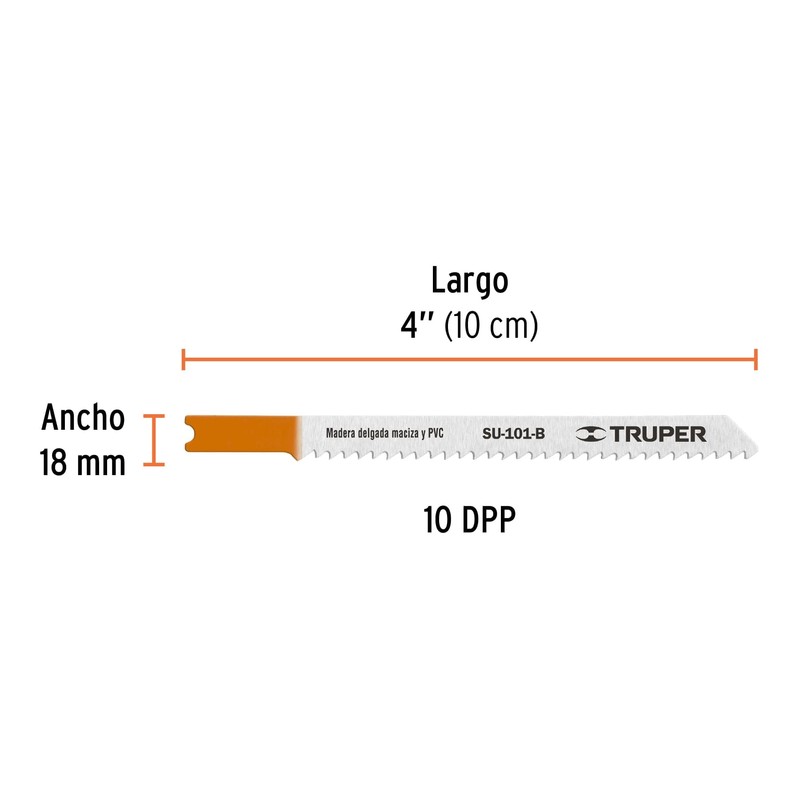 Truper SU-101-B, 5 Seguetas para caladora, zanco "U" cortes rectos