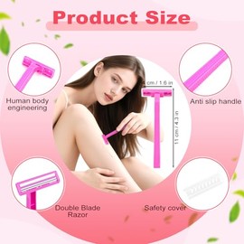 fafortune Fafortune Women's Disposable Razors Individually Wrapped Twin Blade,Disposable Razors Women Bulk with Clear Safety Cap for Men Women Camping Traveling Home Bathing Hotel(pack of 40,pink and purple)