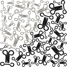25 Set Metal Hooks & Eyes Closure Sewing Black and Nickel Heavy Duty for Clothing, Skirt, Pants Closures