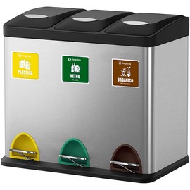 EVM Set of 6 Soft PVC Stickers Waterproof Washable for Waste Separation Recycling Italian and English (10 x 10 cm)