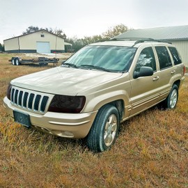 Spec-D Tuning Smoke Lens Tinted Headlights Amber Turn Signal Lamps Compatible with 1999-2004 Jeep Grand Cherokee L+R Pair Head Light Lamp Assembly