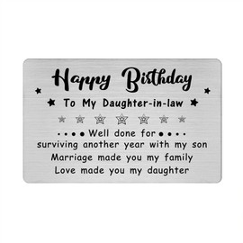 Richesele Happy Birthday Card to My Daughter-in-Law - Engraved Daughter-in-Law Birthday Gifts - Bday Present from Mother-in-Law