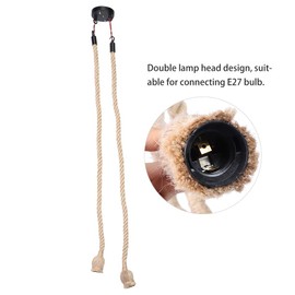 Restokki Restokki Vintage E27 Hemp Rope Pendant Light, Rope Vintage Hanging Lighting Cord Fixture Household Bar Hanging Chandelier Decoration 85V-265V