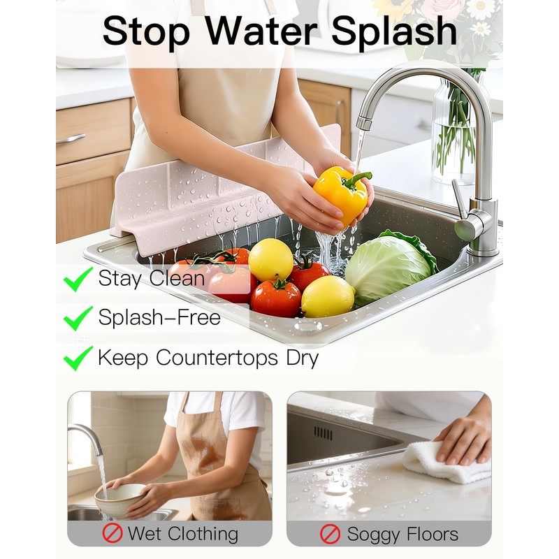 23 Inch Silicone Sink Splash Guard - Kitchen Sink Water