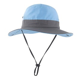 Children's Foldable Sun Hat Fishing Hat Summer Hat UV Protection Hiking Hat Garden Hat Waterproof Outdoor Bush Hat with Adjustable Chin Strap, blue