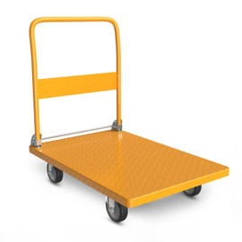 Auto Dynasty Foldable Platform Truck, 992lbs Capacity Folding Push Cart Dolly Hand Truck for Moving Warehouse, Workshop, Office, 35.4" x 23.6" x 33.6" (Yellow)