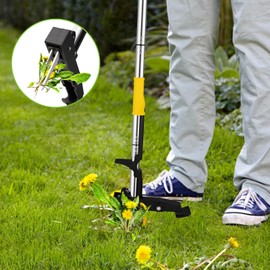 Weeding Puller Tool, 41.3 Inch Stand Up Weed Puller, Long Handle Weeding Tool with 4-Jaw Steel Head, Collapsible Pedal and Handle Guard. Easily Pulls Weeds without Bending Over or Kneeling Down