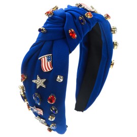 TETING GINING Independence Day Star American Flag Crystal 4th July Patriotic Headband for Women (blue, medium)