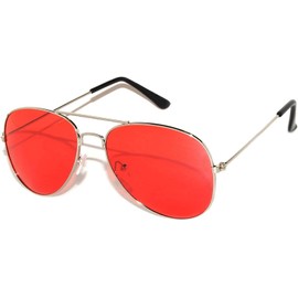 Classic Aviator Style Red Gradient Lens Sunglasses UV 400 Silver Metal Frame