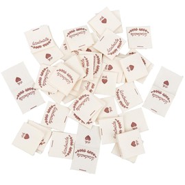 GORGECRAFT 100Pcs Handmade Fabric Labels White Cotton Embroidered Woven Embossed Sewing Sew on Clothing Tags Hand Made Label for Clothes Dolls Hats Scarfs Sewing Decorations DIY Crafts