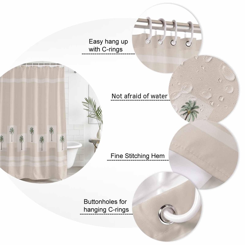 Stuidolane 72x78 Inch Shower Curtain Tropical Palm Trees Bathroom Decor,