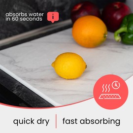 Wyliepop Stone Dish Drying Mat with Included Kitchen Towel - Drying Mat for Dishes, Glassware, and Utensils, Quick Dry Heat Resistant Diatomaceous Earth Stoneware, Heavy-Duty and Super Absorbent