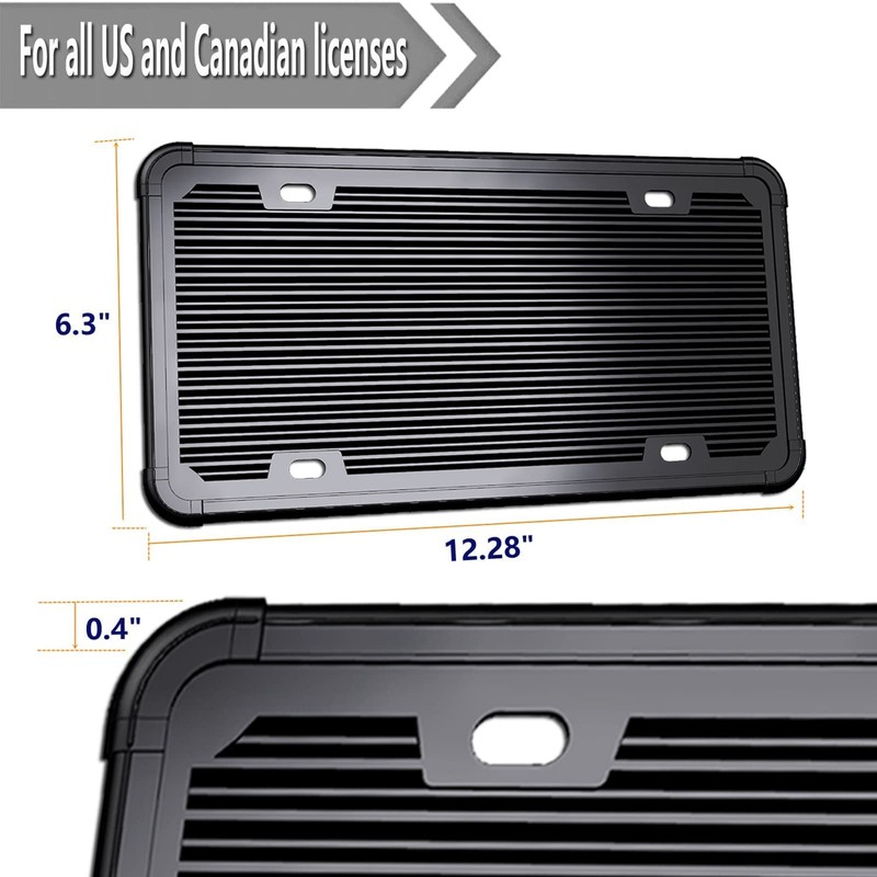 ZXFOOG Black License Plate Frame- Silicone License Plate Cover Holder