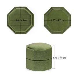 BLUTETE Velvet Ring Box, 3 Slots Jewelry Ring Gift Box Ring Display Holder Case for Wedding Ceremony Proposal Engagement (Olive Green)