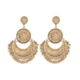 Indian Earrings for Women Jhumkas Indian Earrings Traditional Indian Jhumka Earrings Vintage Bollywood Jewelry for Jhumka Festival Holiday Christmas (Gold)