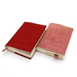[Set of 2] sheepsleep Cloth Book Cover, Bunko Style, Bunko Book, Cat Pattern, Made in Japan, Tail Cat, Raw & Red