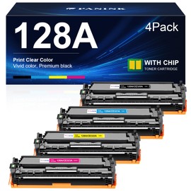 PANINK 128A Toner Cartridge Replacement for HP 128A CE320A CE321A CE322A CE323A Toner Cartridge Compatible with HP Pro CM1415fn CM1415fnw CP1525n CP1525nw Printer(4 Pack,with Chip)