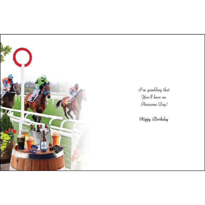 Jonny Javelin Male Birthday Wishes Card - Horse Racing
