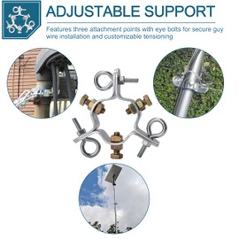 EZ 43-A Heavy Duty 3-Way Down Guy Ring, Adjustable Antenna Mast Mount, 2-1/4 Inch