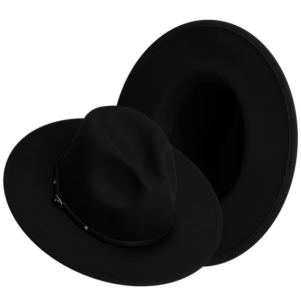 SAJUZEN Wide Brim Fedora Hats for Women Mens Felt Fedora