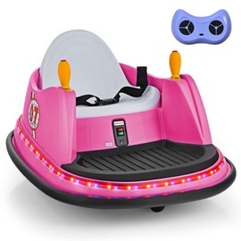 HONEY JOY 12V Toddler Bumper Car, Battery Powered Baby Ride on Bumper Car, Dual Joysticks, Flashing LED Light & 360 Degree Spin, Electric Vehicle Ride on Toys w/Remote Control, Gift for Boys Girls