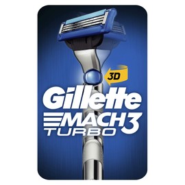 Gillette Mach3 Turbo Men's Razor + 1 Razor Blade Refill, 3D Motion To Fit The Contours Of One's Face, Stronger Than Steel Blades, Enhanced Lubrastrip