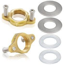 2 Pack Brass Faucet Lock Nut, Female Thread Hex Lock Nut, Brass Single Hole Faucet with Gasket, Installation Kit for Kitchen Bathroom Basin Sink (Inner Diameter: 3/4inch /19mm)