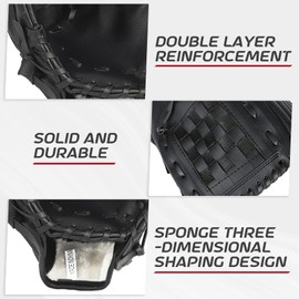 HolyElks Baseball Glove + Ball Sets, Softball Glove, Baseball Mitt, 10.5''-12.5'' for Youth Adult Training and Beginner Play, Synthetic Leather Softball Mitt, Right Hand Throw (Black, 10.5")