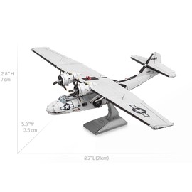 Fascinations Metal Earth Metal Construction Kits - Sea Reconnaissance Plane Consolidated PBY Catalina, Laser Cut 3D Construction Kit, 3D Metal Puzzle DIY Model Kit 3 Metal Circuits, from 14 Years