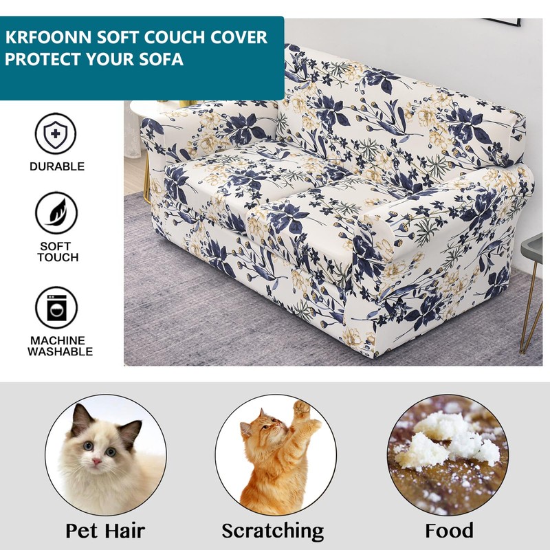 KRFOONN 3 Piece Stretch Sofa Couch Covers for 2 Cushion