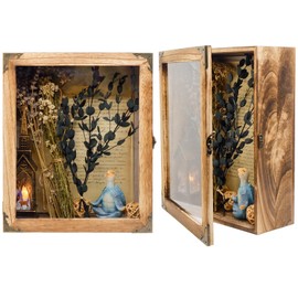 SAMGUYUE 11 x13 Shadow Box Frame, Sturdy Rustic Memory Display Case with Linen Back and Acrylic Door, Picture Frame Wedding Bouquet Memorabilia Medals Photos
