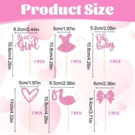 42 Stück Its A Girl Tortendeko Babyparty Deko Mädchen Set Rosa Cupcake-Topper Mit Schleife Kleid Herz Glitzer Muffin Deko Rosa Zur Geschlechtsenthüllung Für Taufe Baby Shower Party Deko
