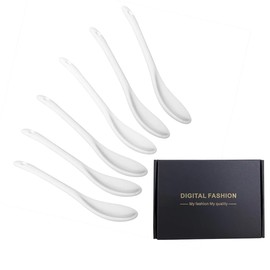 Ice Cream Spoons Ceramic Dessert Spoon Set of 6 Tea Spoon Teaspoons for Coffee,Egg,Tea and Desserts Spoon