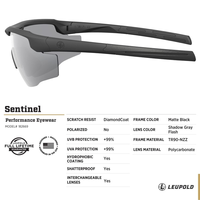 Leupold Sentinel Performance Eyewear with Matte Black Frames and Shadow