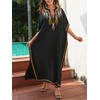 Women V Neck Embroidery Loose Kaftan Kimono Cardigan Casual Beach