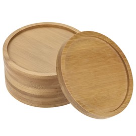 PATIKIL Plant Pot Saucer, 6 Pack 3.7 Inch OD Bamboo Round Flower Drip Tray for Indoors
