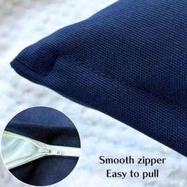 HerHwa Outdoor Throw Pillow Covers ONLY, 18x18 Inches, Pack of 2 – Waterproof, Smooth Zipper, Durable Polyester for Outdoor/Indoor Decor, Machine Washable (Blue)