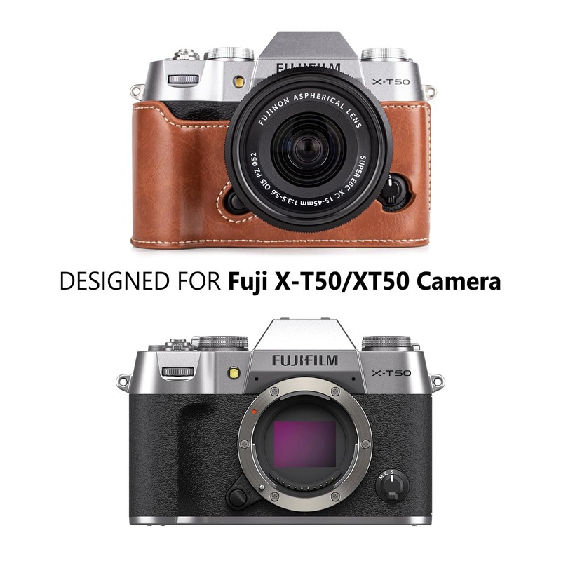 MUZIRI KINOKOO Fuji XT50 Case, PU Leather Protective Half Case