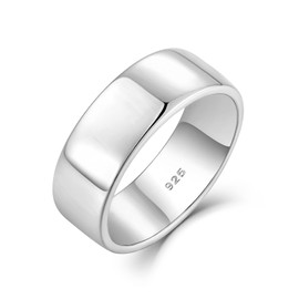 STARCHENIE Solid 925 Sterling Silver Ring for Men & Women 7mm High Polish Wedding Band Size 9
