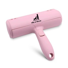 Mila & Winnie Roller Pet Hair Remover - Heavy Duty Reusable Lint Roller with Spacious Dustpan for Dog, Cat, Rabbit - Multisurfaces Fur Remover Tool for Sofa, Carpet, Furniture, Car - Pink
