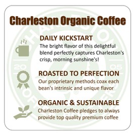 Charleston Coffee Roasters | Specialty Organic Ground Coffee | Hand Picked, Premium Slow Roast (Charleston Organic, Medium Roast) 12oz, 6 pack