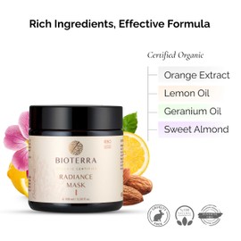 Bioterra Organic Radiance Face Mask, Natural Ingredients, Intense Hydration Formula, For Glowing Skin, 100 ml