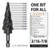 ENBMEI M35 Cobalt Step Drill Bit Four Spiral Flute, 3/16"-7/8"