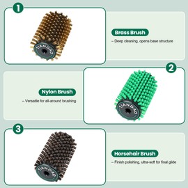 Ski Wax Kit with Quick Change Axle, 100mm Roto Brush Set for Skis Snowboards, 3 Professional Brushes (Brass, Horsehair, Nylon) for Fast Cleaning, Polishing Glide Finish